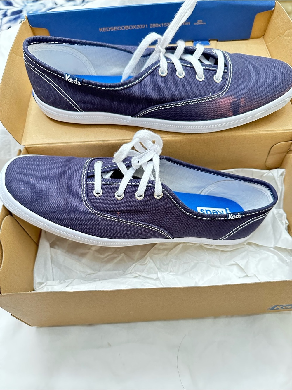 Keds Navy Canvas Low-Top Sneakers with White Laces